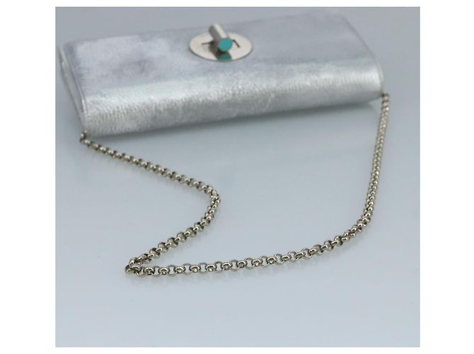 Autre Marque Borsa a spalla a catena in pelle argento Auth 110794 - vista 7