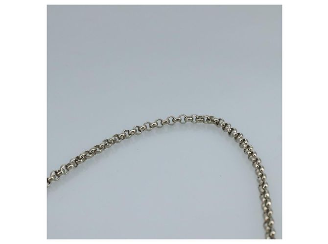 Autre Marque Borsa a spalla a catena in pelle argento Auth 110794 - vista 8