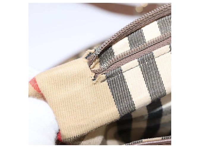 Autre Marque Borsa a spalla Burberrys in pelle marrone argento autentica bs21793 - vista 10