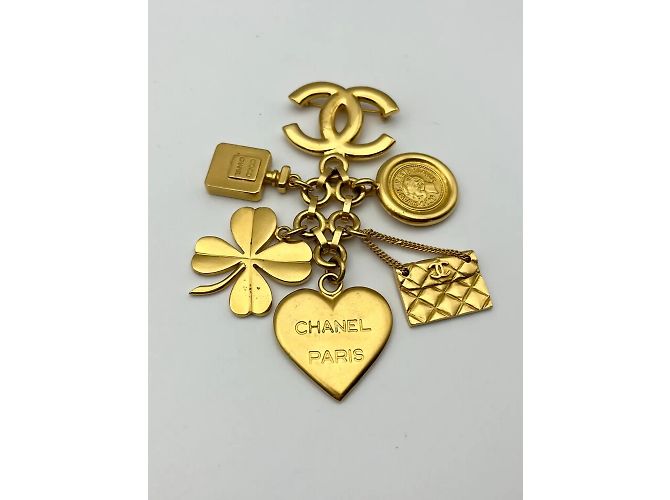 Chanel CC Brosche vergoldet mit Anhängern Golden - Ansicht 7