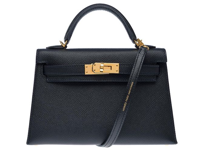 Hermès Sac HERMES Kelly Mini en Cuir Noir - 102473 - vue 3