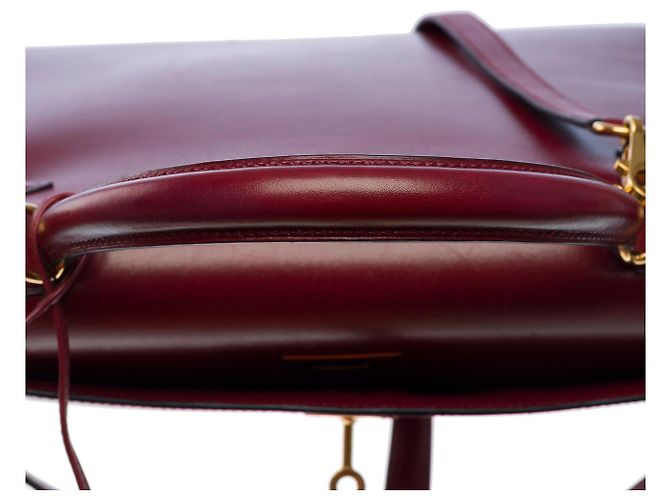 Hermès Sac HERMES Kelly 32 en Cuir Bordeaux - 102453 - vue 10