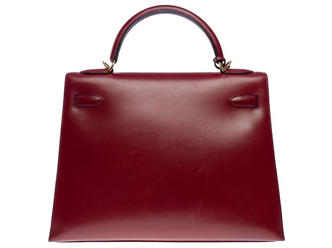 Hermès Sac HERMES Kelly 32 en Cuir Bordeaux - 102453 - vue 4