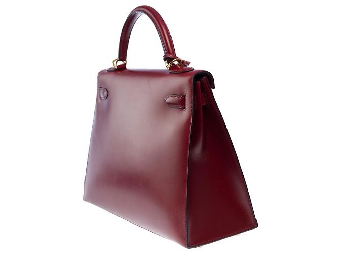 Hermès Sac HERMES Kelly 32 en Cuir Bordeaux - 102453 - vue 6