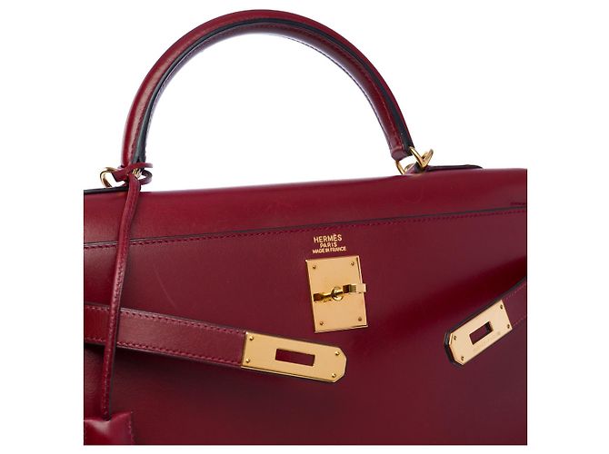 Hermès Sac HERMES Kelly 32 en Cuir Bordeaux - 102453 - vue 7