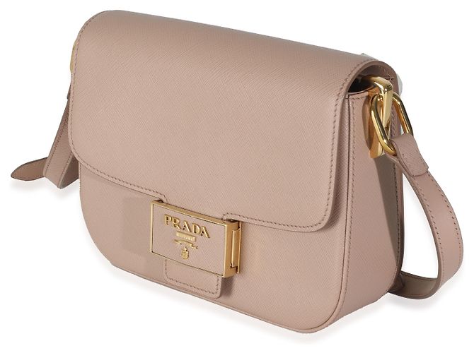 Borsa a Spalla Prada Cipria Saffiano Lux Embleme Rosa Beige - vista 3