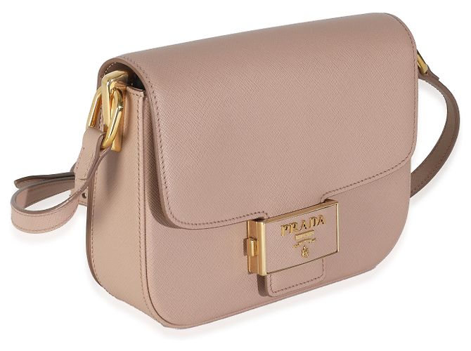 Borsa a Spalla Prada Cipria Saffiano Lux Embleme Rosa Beige - vista 4