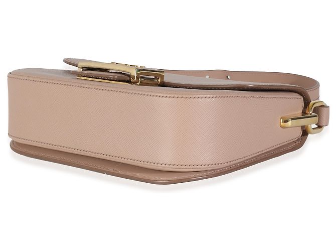 Borsa a Spalla Prada Cipria Saffiano Lux Embleme Rosa Beige - vista 6