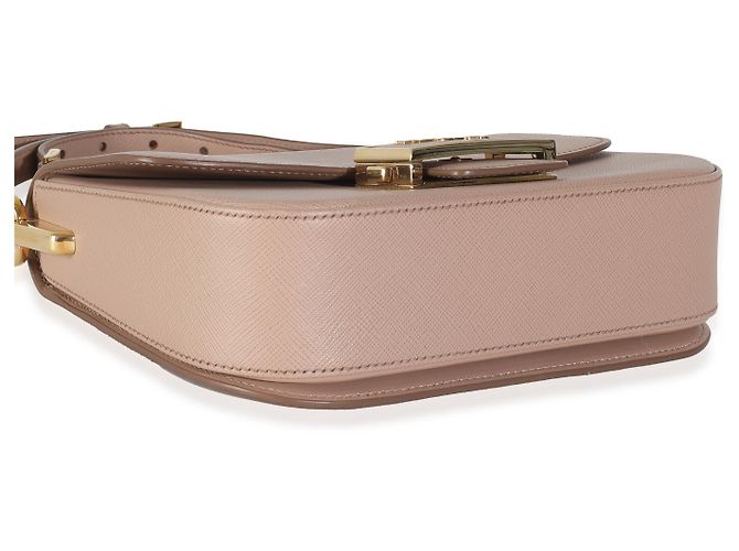 Borsa a Spalla Prada Cipria Saffiano Lux Embleme Rosa Beige - vista 7