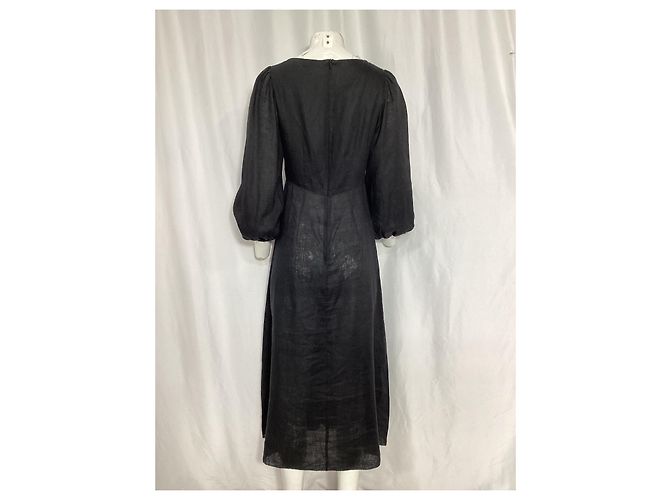 Vestido midi recortado Wayfarer Zimmermann em linho preto - vista 10