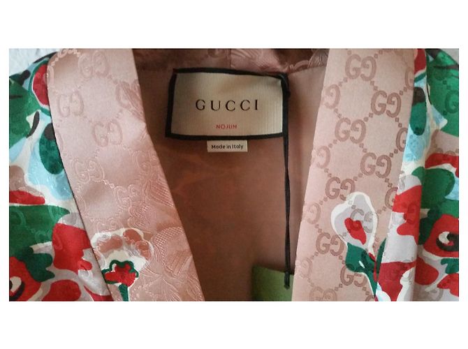 ABRIGO DE SEDA GUCCI CON PATRÓN GG SUPREME Y DISEÑO FLORAL. Multicolor - vista 3