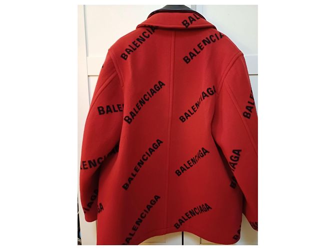Abrigo Balenciaga todo en lana y cachemira Roja - vista 3