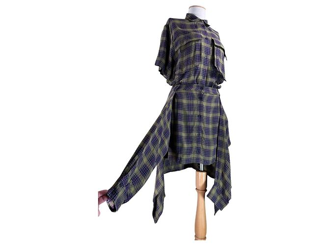 Diesel Hemdkleid Karomuster Viskose und Wolle Größe M Mehrfarben - Ansicht 2