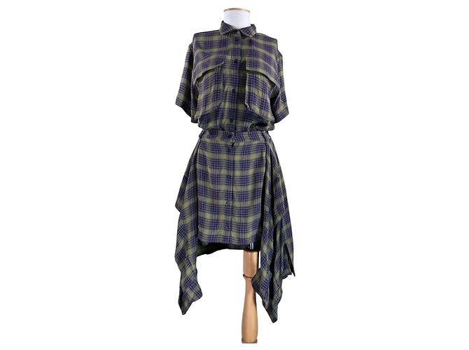 Diesel Hemdkleid Karomuster Viskose und Wolle Größe M Mehrfarben - Ansicht 3