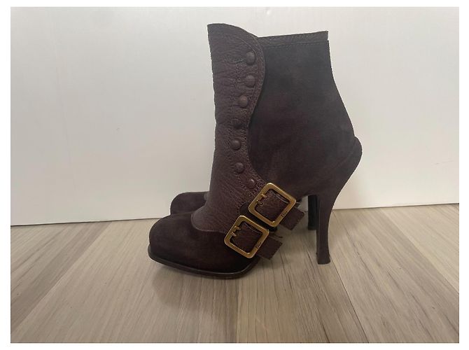 Botas Christian Dior Spy em camurça marrom - vista 3