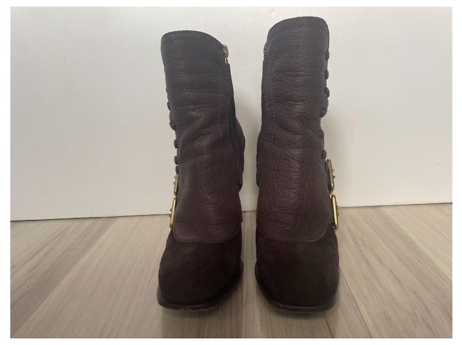 Botas Christian Dior Spy em camurça marrom - vista 4