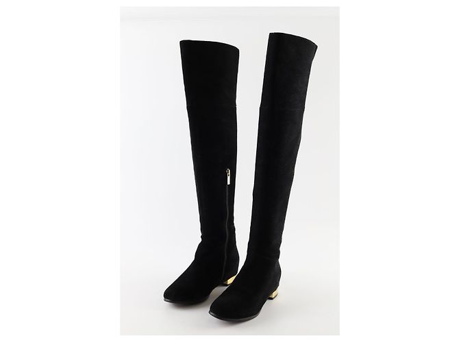 Atelier Mercadal Bottes en daim Noir - vue 3