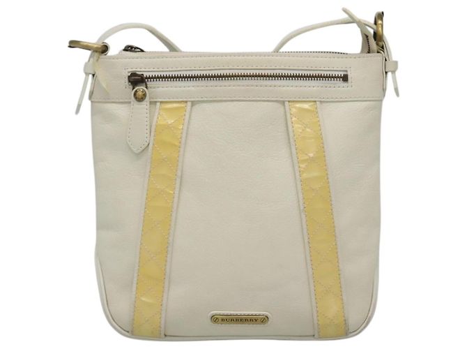 Bolso de hombro de cuero blanco Burberry Auth ti2656 - vista 2