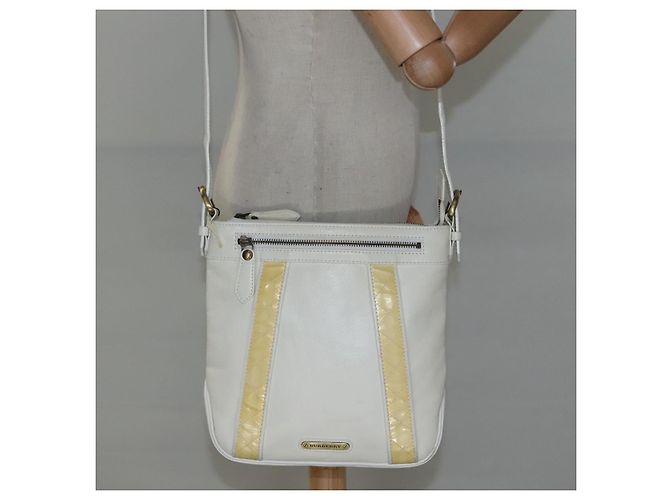 Bolso de hombro de cuero blanco Burberry Auth ti2656 - vista 23