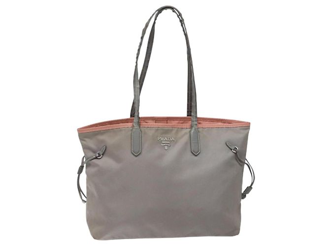PRADA Borsa Tote in Nylon Grigio Auth ti2725 Marrone - vista 2