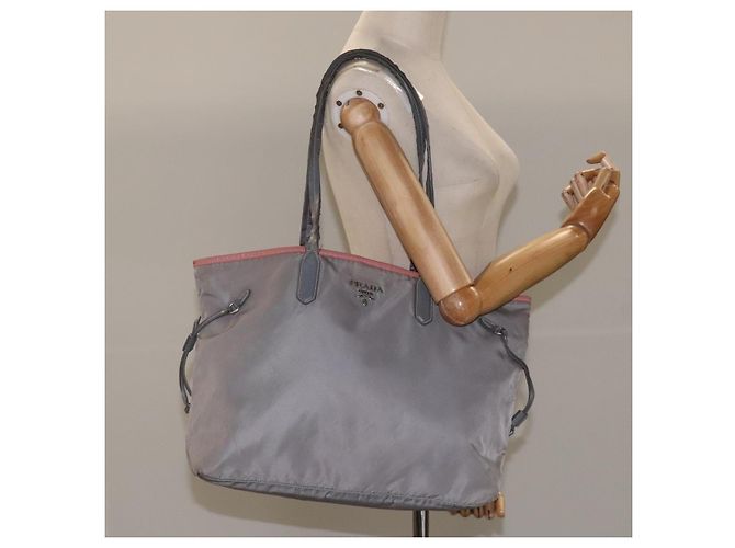 PRADA Borsa Tote in Nylon Grigio Auth ti2725 Marrone - vista 23