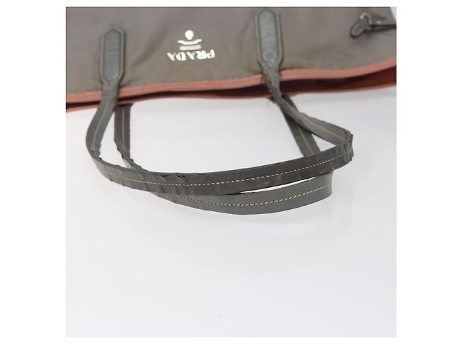 PRADA Borsa Tote in Nylon Grigio Auth ti2725 Marrone - vista 7