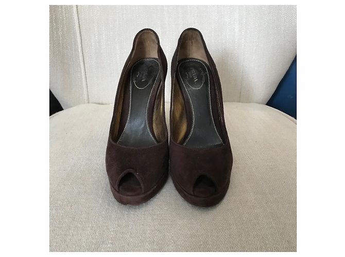Tacchi PRADA T.EU 36.5 Camoscio Marrone - vista 2