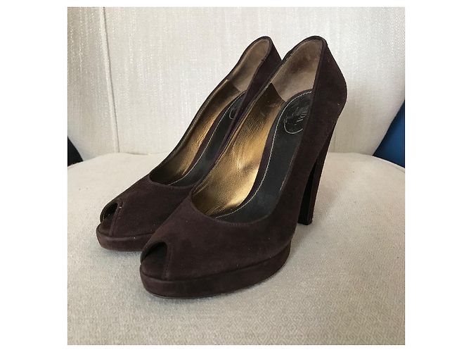 Tacchi PRADA T.EU 36.5 Camoscio Marrone - vista 3