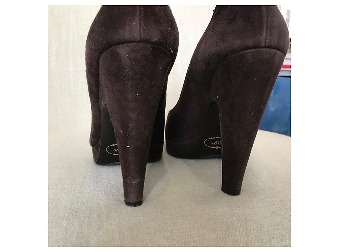 Tacchi PRADA T.EU 36.5 Camoscio Marrone - vista 5