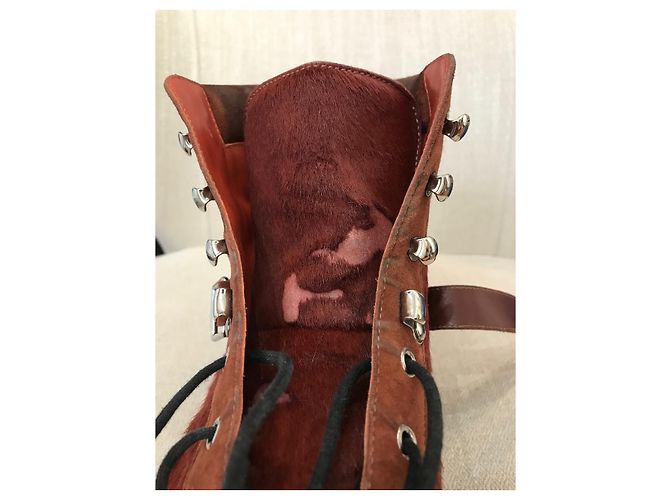 Hermès Botas HERMES T.EU 41 de piel de ternera estilo pony Castaño - vista 11