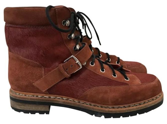 Hermès Botas HERMES T.EU 41 de piel de ternera estilo pony Castaño - vista 14