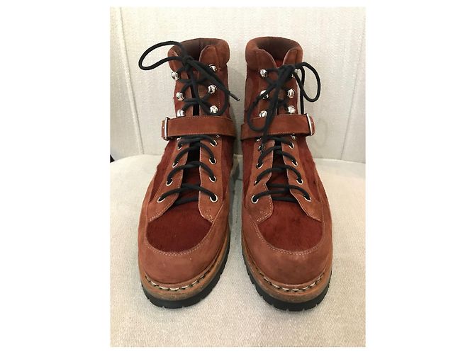 Hermès Botas HERMES T.EU 41 de piel de ternera estilo pony Castaño - vista 3