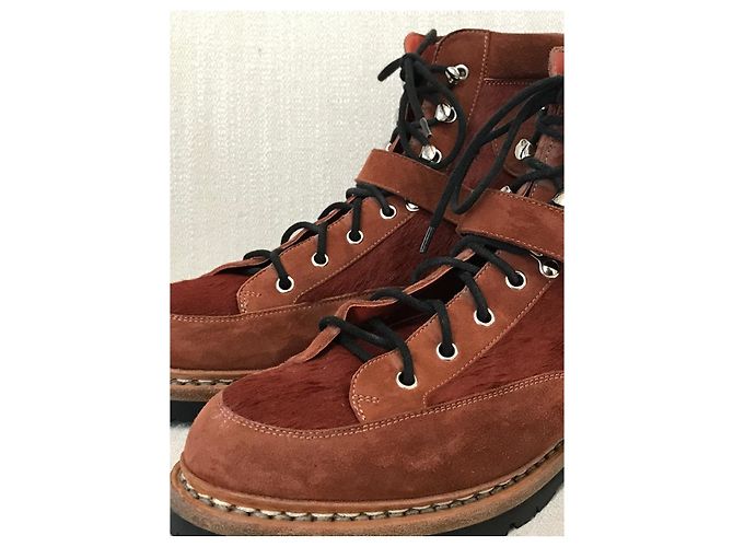 Hermès Botas HERMES T.EU 41 de piel de ternera estilo pony Castaño - vista 5