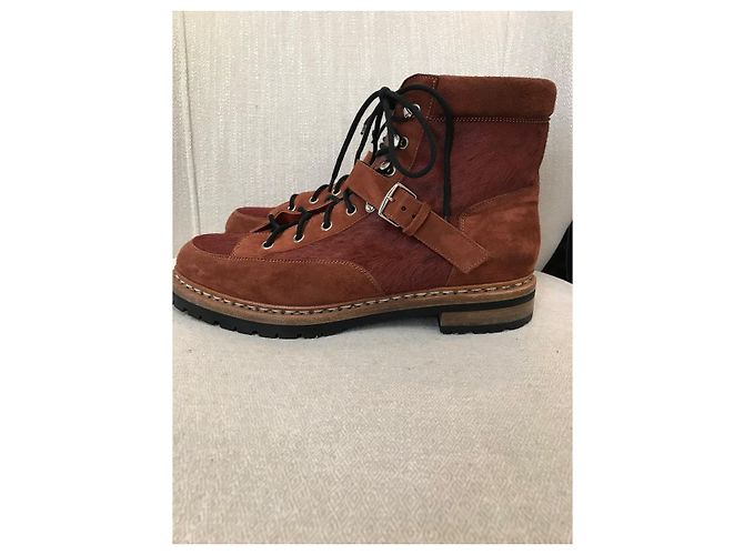 Hermès Botas HERMES T.EU 41 de piel de ternera estilo pony Castaño - vista 6
