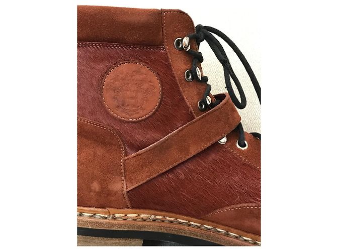 Hermès Botas HERMES T.EU 41 de piel de ternera estilo pony Castaño - vista 7