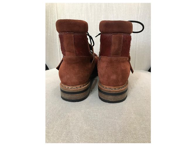Hermès Botas HERMES T.EU 41 de piel de ternera estilo pony Castaño - vista 8