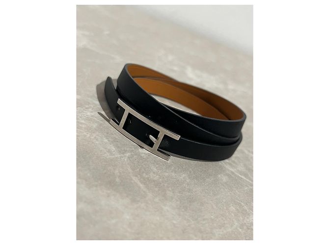 Hermès Bracciali HERMES T. Pelle Nero - vista 4