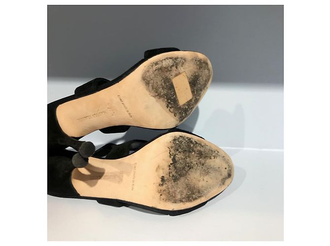 Sandali MANOLO BLAHNIK T.EU 37.5 in suede Nero - vista 4