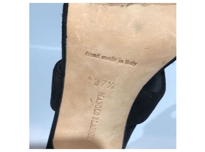 Sandali MANOLO BLAHNIK T.EU 37.5 in suede Nero - vista 5
