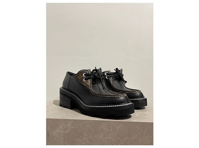 LOUIS VUITTON Schnürschuhe T.EU 39 Leder Schwarz - Ansicht 2