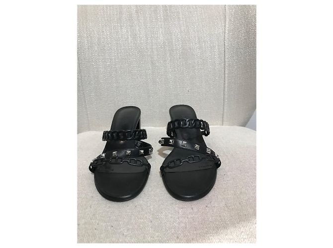 Hermès Sandali HERMES T.EU 38 Pelle Nero - vista 2