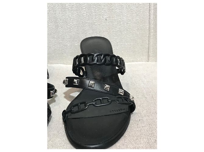 Hermès Sandali HERMES T.EU 38 Pelle Nero - vista 3