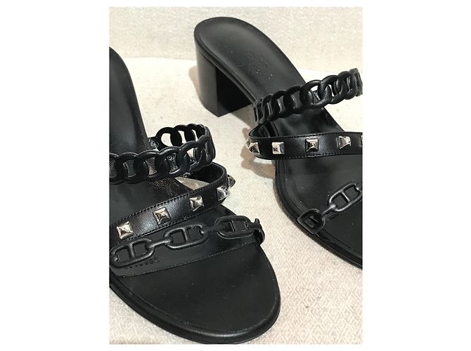 Hermès Sandali HERMES T.EU 38 Pelle Nero - vista 4