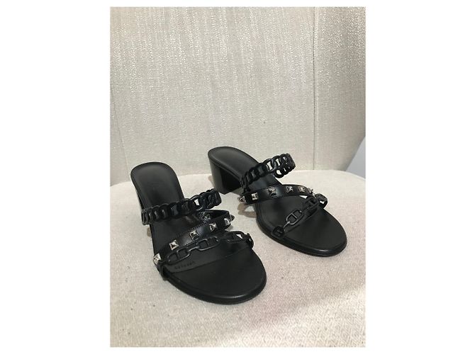 Hermès Sandali HERMES T.EU 38 Pelle Nero - vista 5