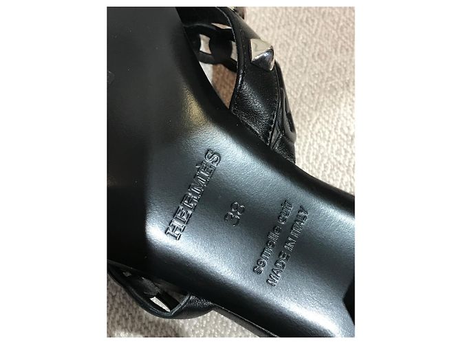Hermès Sandali HERMES T.EU 38 Pelle Nero - vista 7