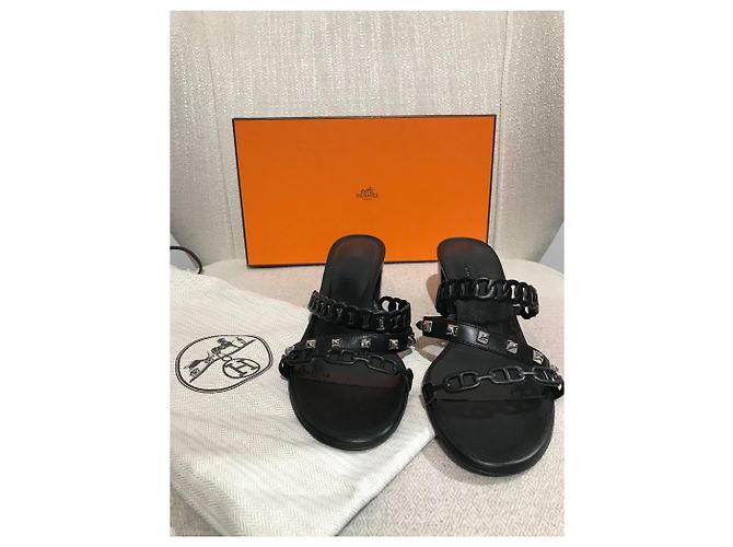 Hermès Sandali HERMES T.EU 38 Pelle Nero - vista 9