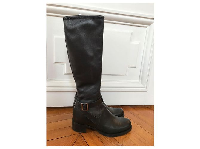 PRADA Boots T.EU 37 Leather Noir - vue 6