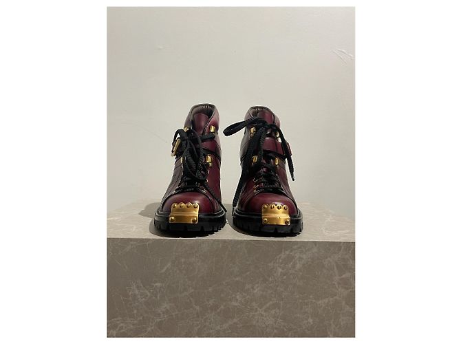 Botines MIU MIU T.EU 40 Cuero Burdeos - vista 2