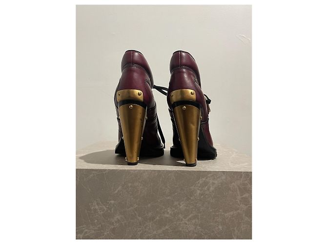 Botines MIU MIU T.EU 40 Cuero Burdeos - vista 6