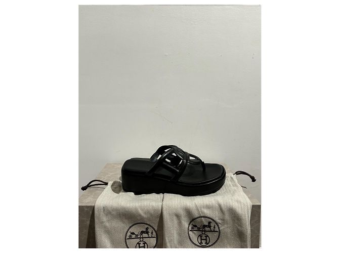 Chaîne d'ancre Hermès HERMES Sandals T.EU 37 Leather Black - view 5